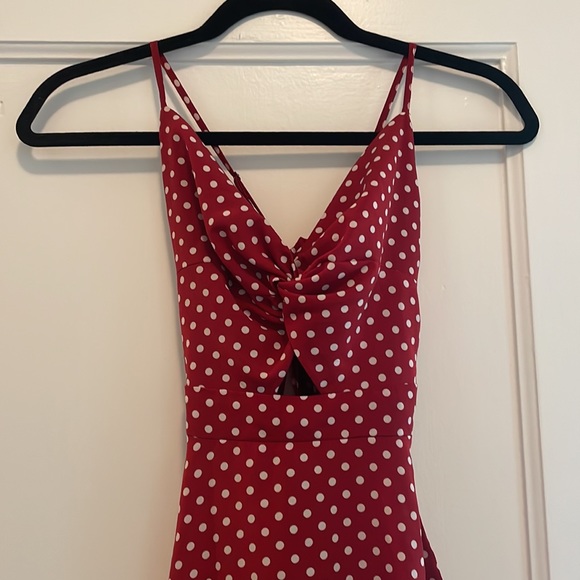 Red polka dot midi dress in a size small - Picture 2 of 3
